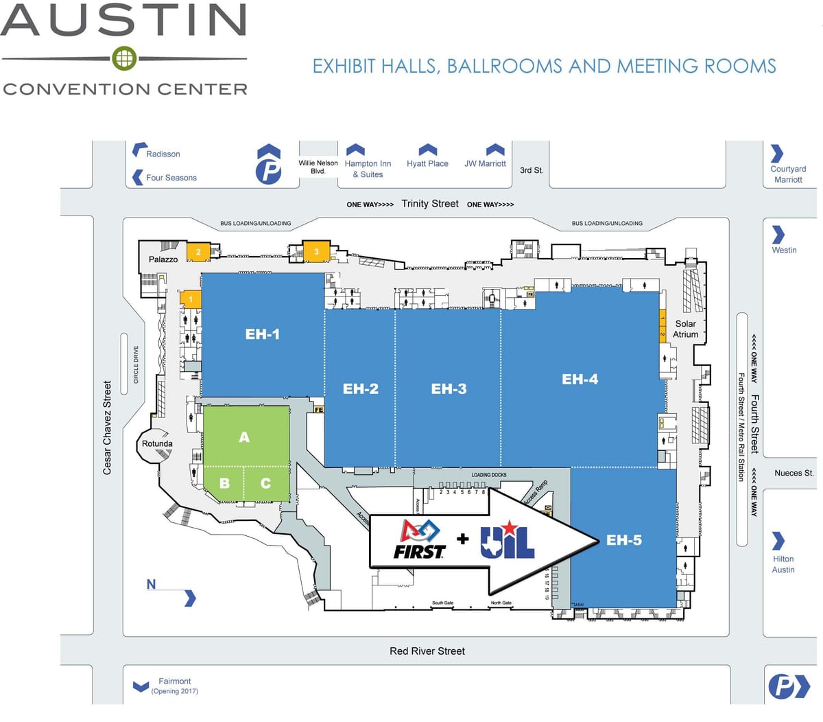 térkép Austin convention center