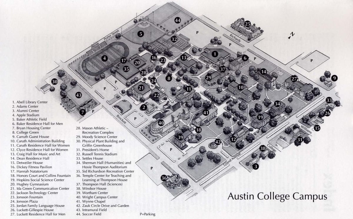 Austin egyetemi campus térkép