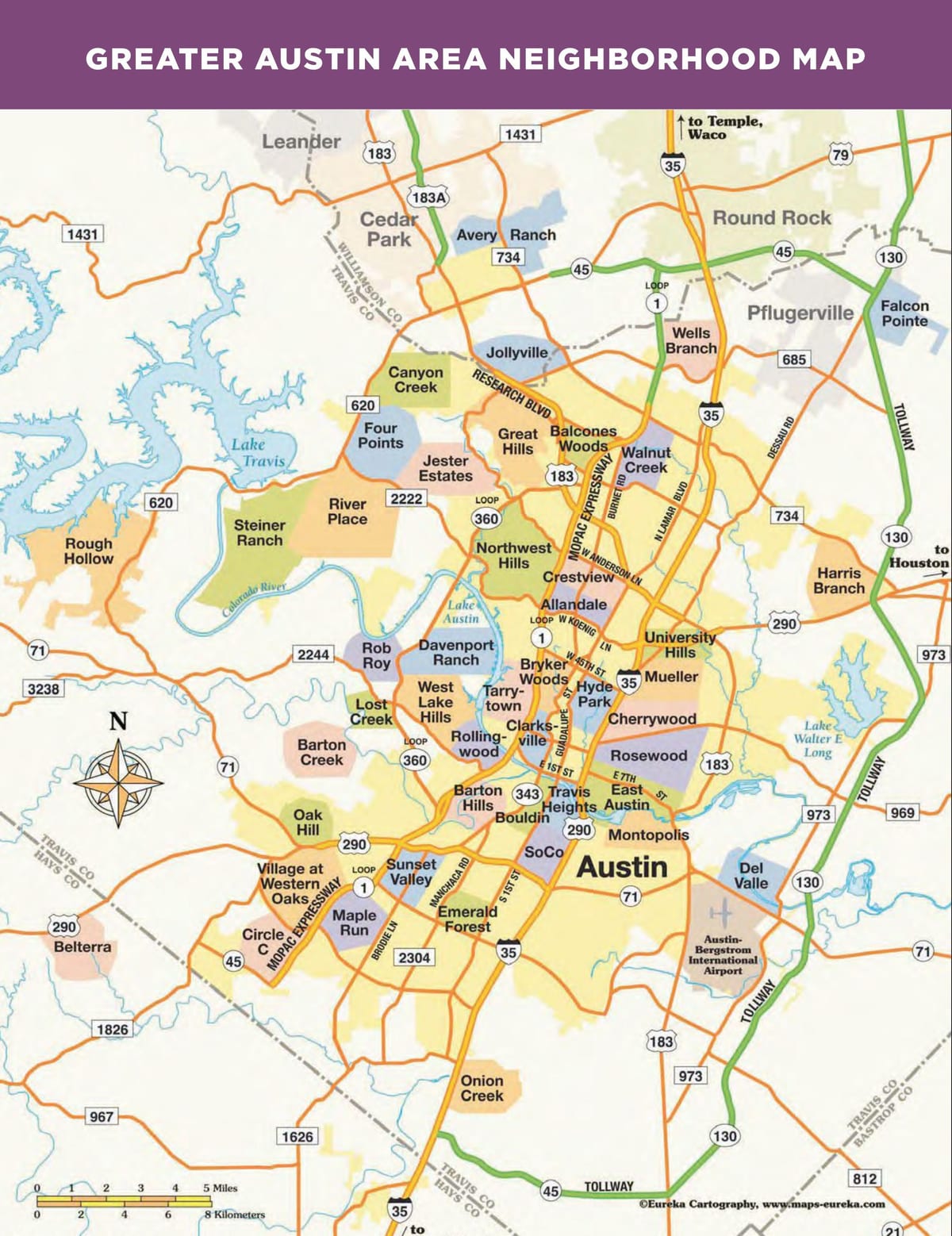 térkép Austin texas városrészek