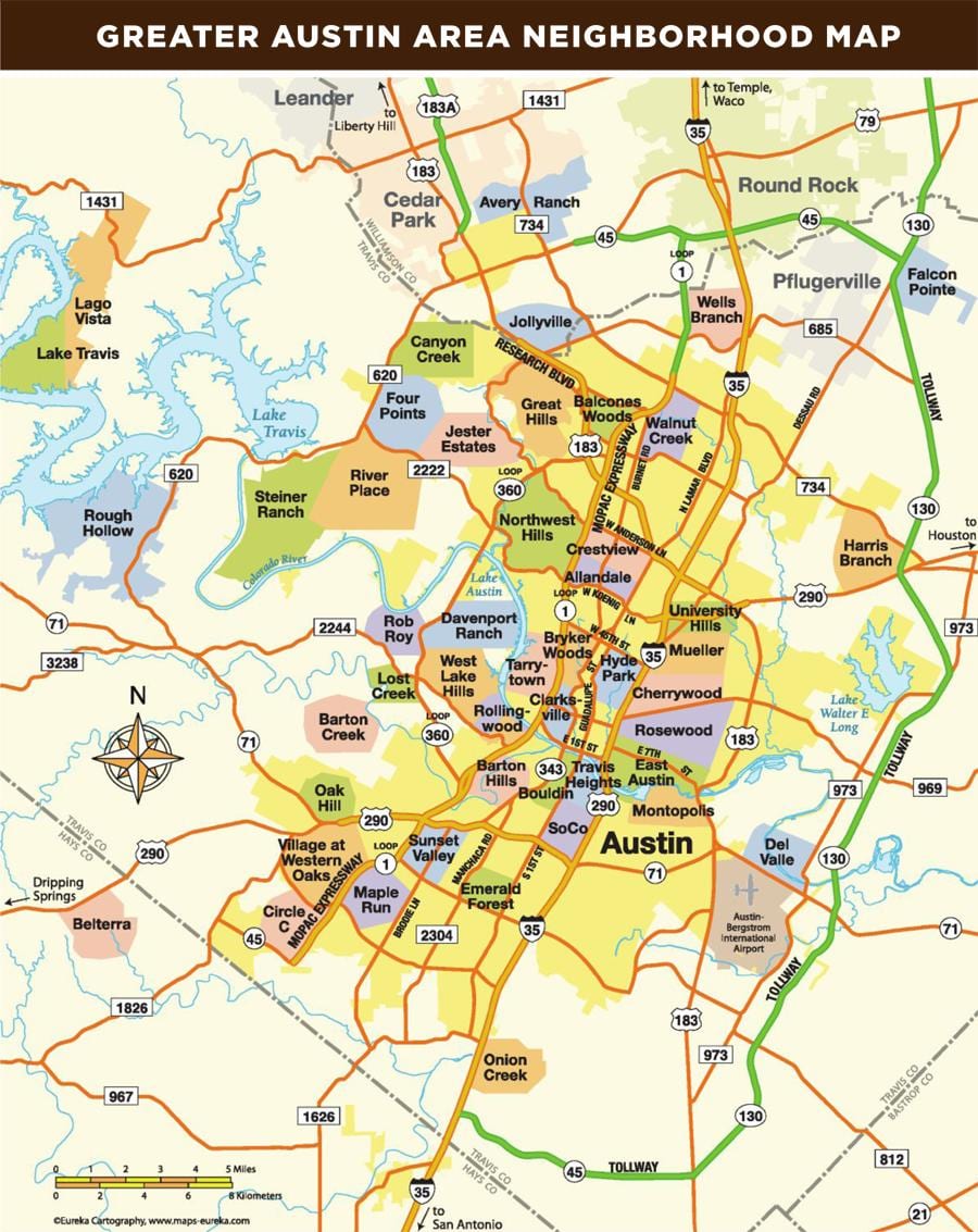 térkép Austin Tx terület