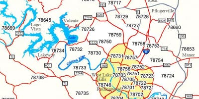 Irányítószám térkép Austin