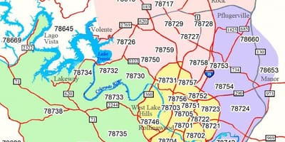 Austin Tx körzetszám térkép