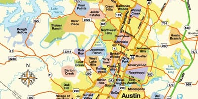 Térkép Austin Tx terület